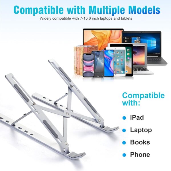 Sorung Laptop Stand for Desk, Adjustable Laptop Riser ABS+Silicone Foldable Portable Laptop Holder, Ventilated Cooling Notebook Stand for MacBook Pro Air, Lenovo, Dell, HP, Laptops,Tablet - Image 2